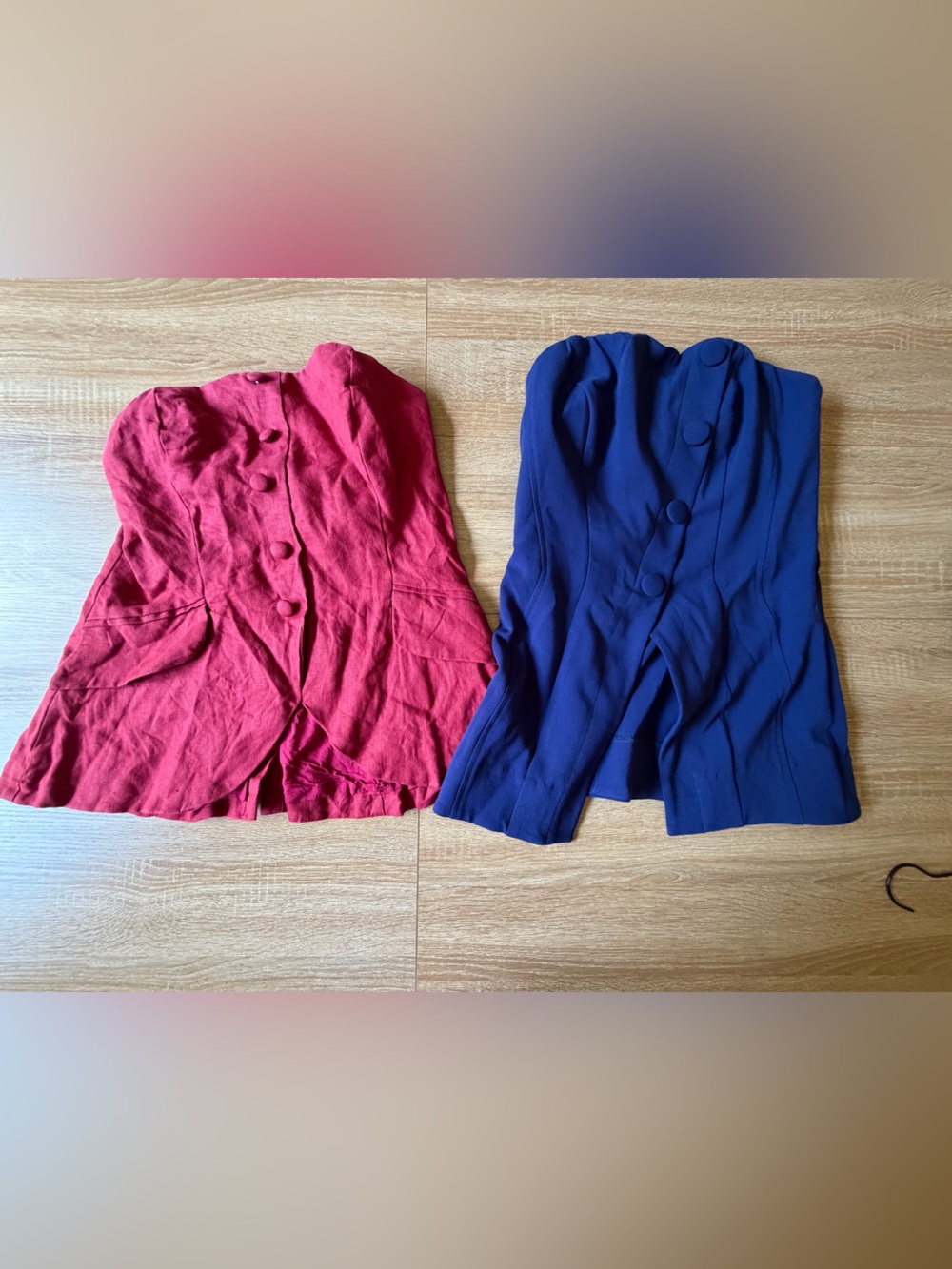 Button-Front Sleeveless Top in Red and Navy — Classic Tailored Style